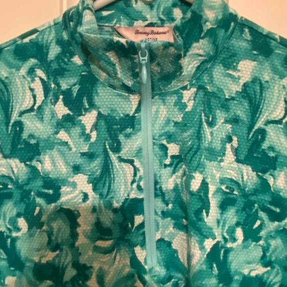 NWT Tommy Bahama Active Green Floral Print 1/4 Zip Pullover  UPF50  XS - Picture 8 of 10